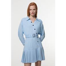 Karen Millen Dresses Karen Millen Mix Belted Pleat Mini Dress - Pale Blue