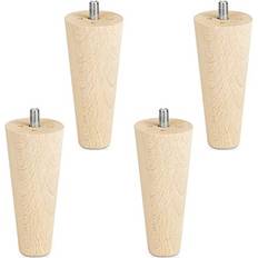 Set Med 4 Möbelfötter Rå Bok H 100 mm Konisk Ø 45/25 mm Med Gängskruv M8