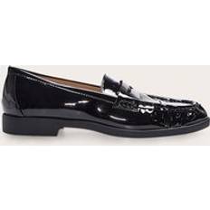 Low Shoes PrettyLittleThing Black Patent Round Toe Loafer - Black