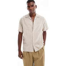 Loose - Men Shirts Jack & Jones Revere Collar Linen Shirt Beige