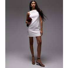 & Other Stories Linen Mini Dress With Boat Neck Off White