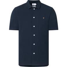 Gold Shirts FARAH Mens True Navy Short Sleeve Seersucker - True Navy