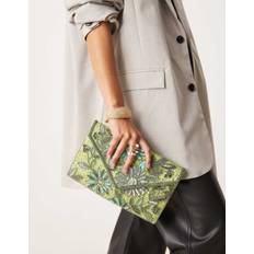 Green Clutches True Decadence Floral Sequin Envelope Clutch Bag - Green