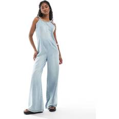 Lightweight Denim Halter Neck Jumpsuit - Blue Wash