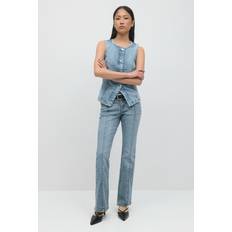 Gina Tricot Byxor & Shorts Gina Tricot Bootcut Stitch Jeans - Mellanblå Tvätt