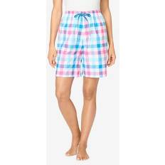 Pajamas Dreams & Co Women's Plus Size Woven Sleep Short Pink Blue