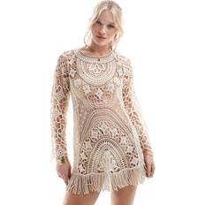 River Island Cream Crochet Tunic Dress - White