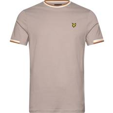 Lyle & Scott Beige T-shirts Lyle & Scott T-shirt Med Halv Kantrand Grå