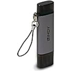 Minneskortsläsare Lindy 43335 USB 3.2 Kortläsare Typ C & A SD/MicroSD