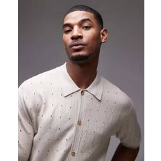 Topman Pikétröjor Topman Pointellestickad Pikétröja - Beige