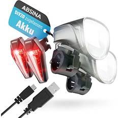 Absina 2 x LED Cykelljus USB Uppladdningsbar 200 m