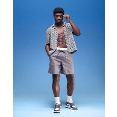 ASOS DESIGN Wide Linen Blend Shorts - Grey