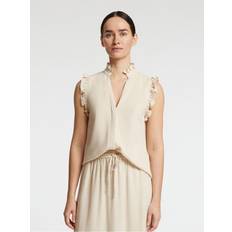 Dam - Denim/Jeanstyg Blusar Selected Femme Ärmlös Volangprydd Topp - Beige