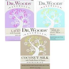 Dr. Woods Natural Bar Soap Lavender Flowers Vanilla Bean Coconut Milk Bundle Pack of 3