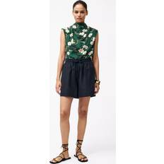 French Connection Clare Linen Blend Tie Shorts - Black