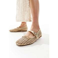 Stradivarius Openwork Ballet Flat - Gold