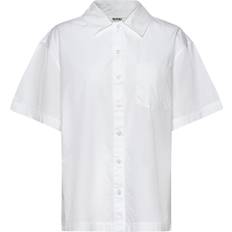Oversized Short-Sleeved Cotton Poplin Shirt - White
