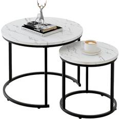 Huhote Round Coffee Tables Set of 2 Nesting Table