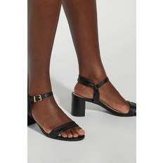 Dune London Wide Fit Leather Block Heeled Sandals - Black