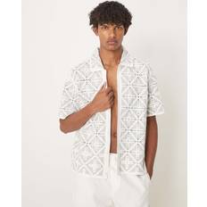 Abercrombie & Fitch Polo Shirts Abercrombie & Fitch Short Sleeve Knit Diamond Print Polo Grey