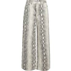 Object Wide Leg Jeans - Neutral Snake Print
