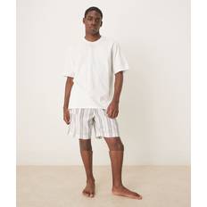 Mango Undertøj Mango Pyjamassæt Med Shorts Og Striber - Hvidt