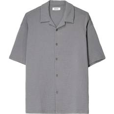 Bershka Clothing Bershka Textured Revere Collar Co-Ord Shirt - Grey