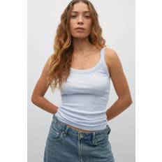 Blåa Linnen Gina Tricot Basic Rib Singlet Linne - Grå
