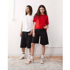 Weekday Astro Unisex Linen Blend Longline Shorts - Black