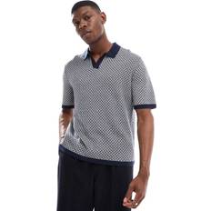 Hollister Polo Shirts Hollister Knitted Contrast Collar Preppy Polo Top - Multi Geo Print