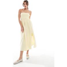 Hollister Strapless Linen-Blend Midi Dress - Lemon
