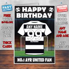 FoxyPrinting Personalised AYR United Football Fan Birthday Card