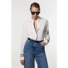 Karen Millen Shirts Karen Millen Crepe Woven Shirt With Contrast Stripe Trim - Ivory