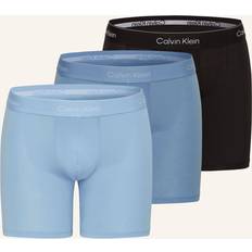 Blue - Women Men's Underwear Calvin Klein Icon Boxer Briefs - Black/Glacier