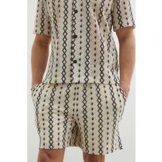 Natural - Women Shorts River Island Mens Crochet Shorts Co-Ord - Ecru Pattern
