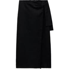 Mango Linnen Midi Rok - Zwart