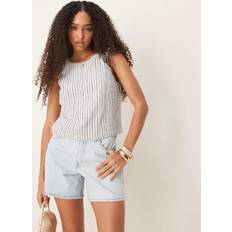 Abercrombie & Fitch Trousers & Shorts Abercrombie & Fitch Classic High Rise Loose Shorts With Frayed Hem Light Wash Blue