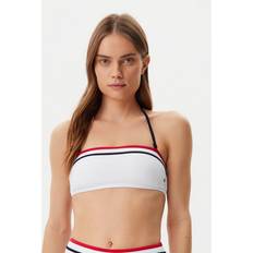 Tommy Hilfiger Women Swimwear Tommy Hilfiger Global Stripe Textured Bandeau Bikini Top - White