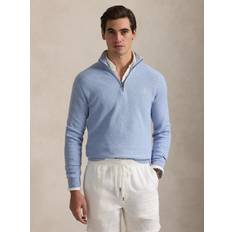 Polo Ralph Lauren Mesh-Knit Cotton Quarter-Zip Sweater - Blue