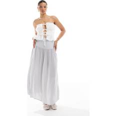 Grey Skirts Stradivarius Contrast Flowing Midi Skirt - Grey