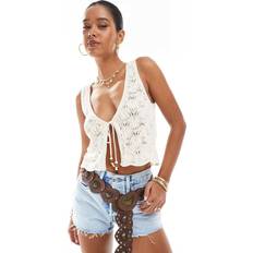 Stradivarius Vest-Top I Strik Med Bindebånd - Beige