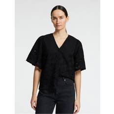 Selected Femme Blus SlfDahlia SS Broderi Shirt - Svart
