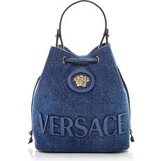 Blue Bucket Bags Versace La Medusa Denim Bucket Bag