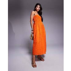 Orange Dresses River Island Womens Sleeveless Broderie Maxi Dress - Orange