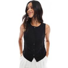 Stradivarius Textured Top With Buttons - Black