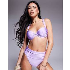Boux Avenue Ruched Balconette Underwire Bikini Top - Lilac/Purple