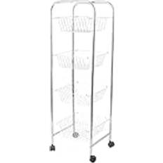 Rullbord på rea KitchenCraft Köksvagn På Hjul Med 4 Avtagbara Grönsakskorgar Krompläterad Metall Rullbord
