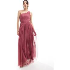 Bridesmaid One Shoulder Tulle Maxi Dress Orchid/Pink