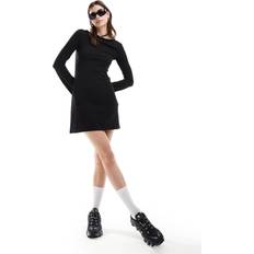 Weekday Dresses Weekday Serena Boat Neck Long Sleeve Mini Dress - Black