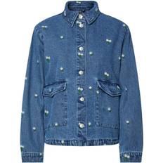 Pieces Skjorter Pieces Overgangsjakke PCFreia - Blue Denim/Hvid